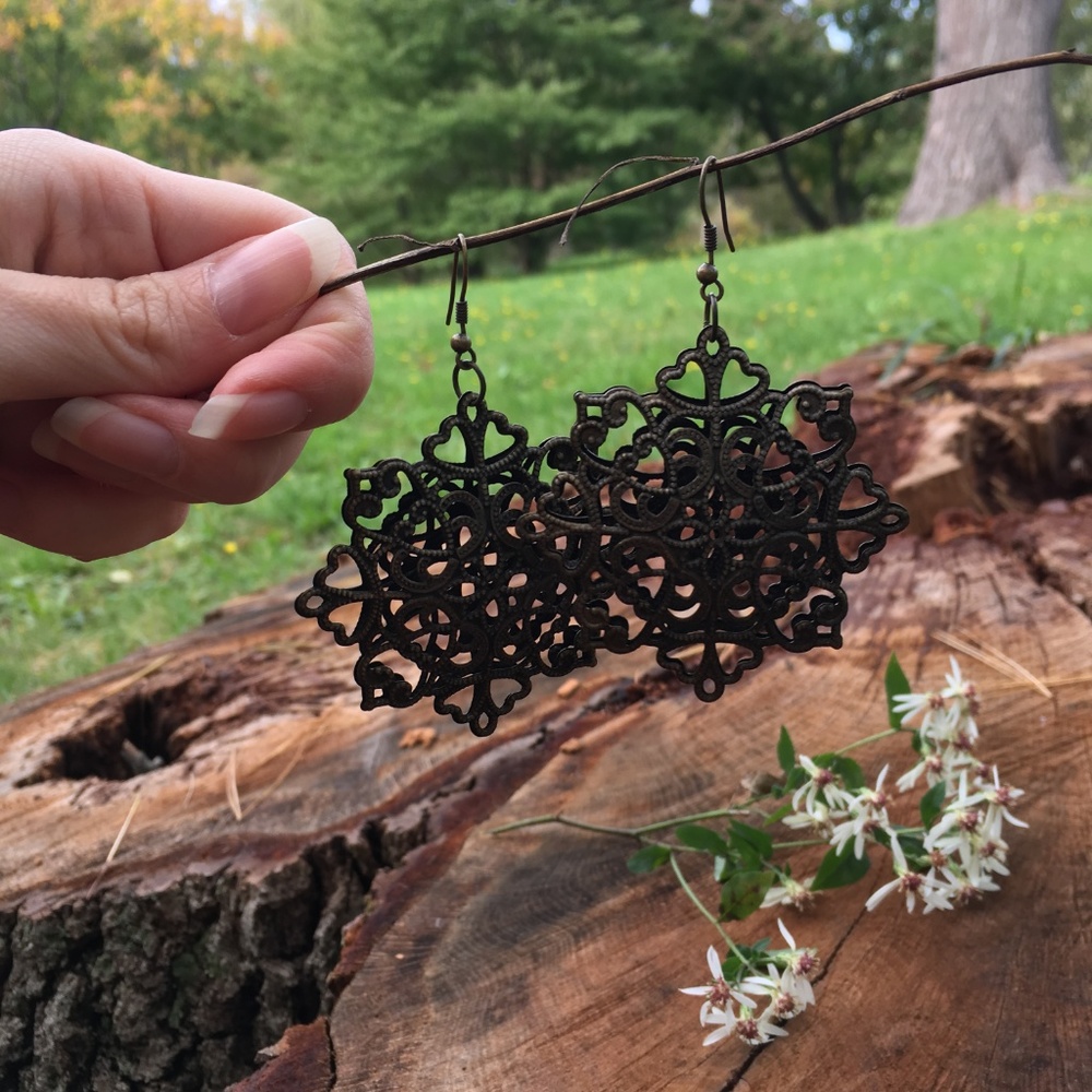 Massive Airy Bronze Statement Earrings - Picture 7 of 8